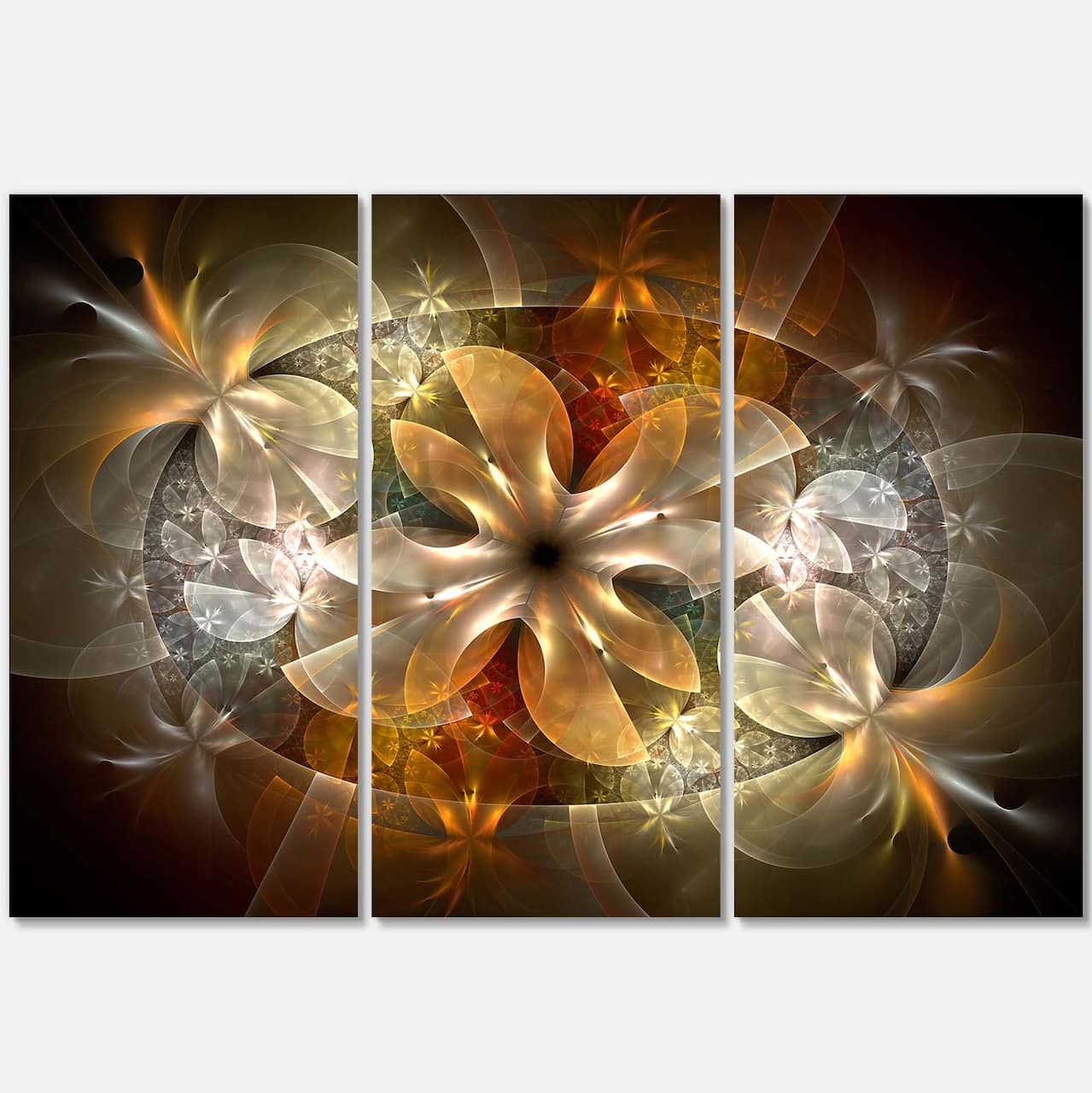 Designart - Fractal Flower with Blue Details - Floral Art Canvas Print